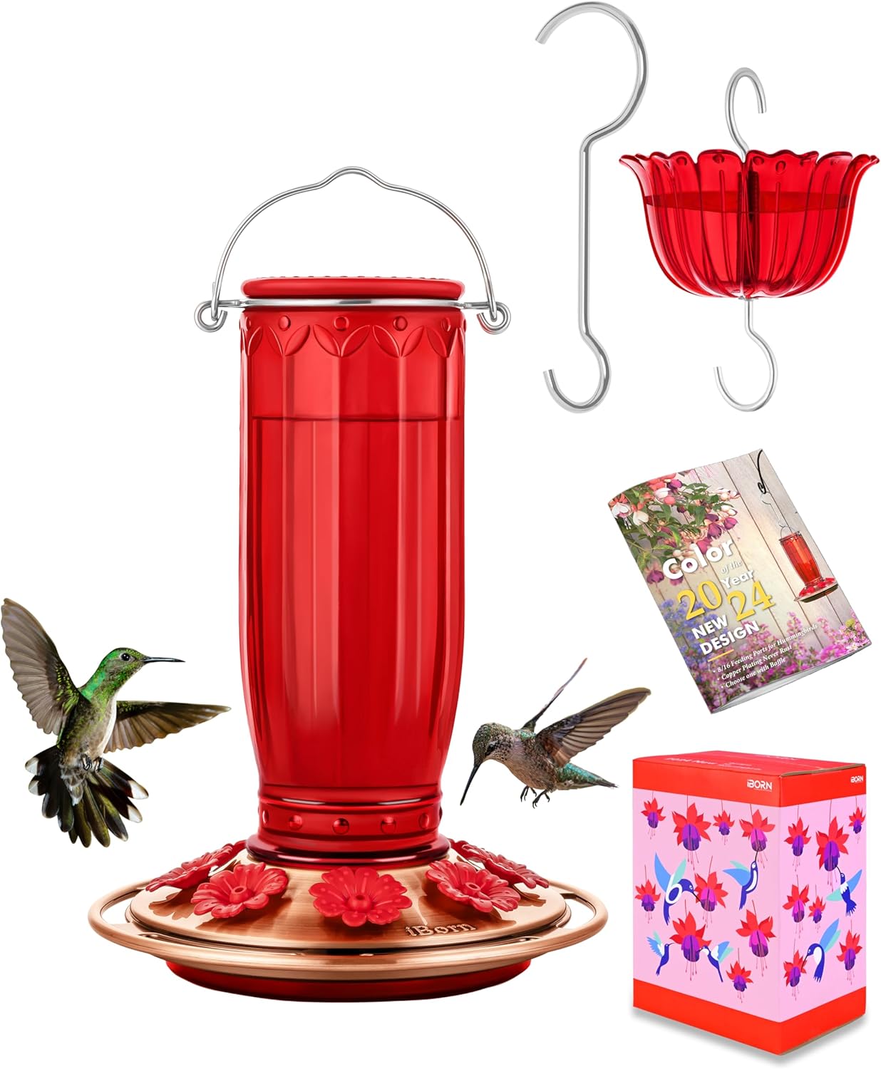 Hummingbird Feeder + Ant Moat Set